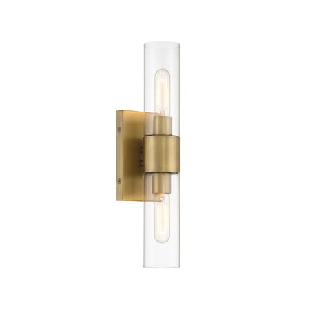 Designers Fountain Anton 17.5in 2-Light Old Satin Bronze Transitional Indoor Wall Sconce with Clear Glass Shades D286M-2WS-OSB